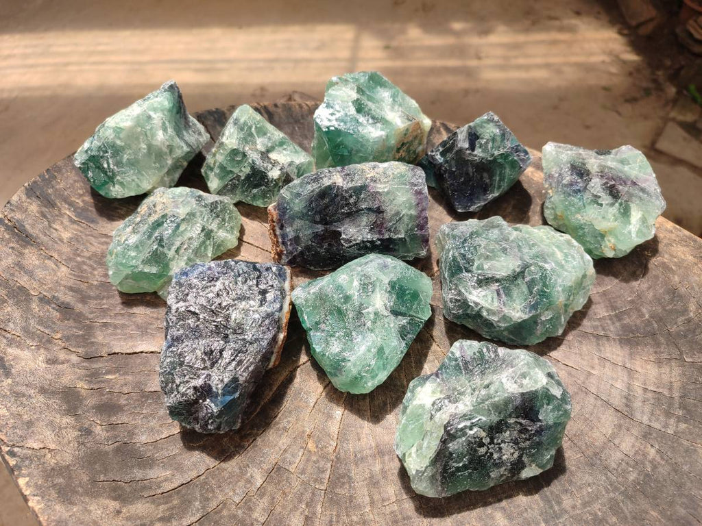 Natural Watermelon Fluorite Cobbed Specimens x 12 From Uis, Namibia