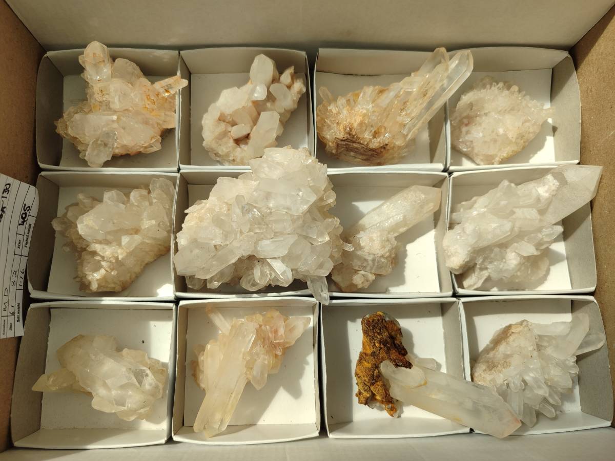 Natural Quartz Crystal Clusters x 12 From Madagascar