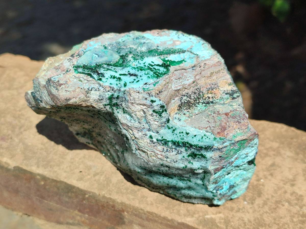 Natural Drusy Coated Chrysocolla with Malachite Crystals x 3 From Likasi, Congo