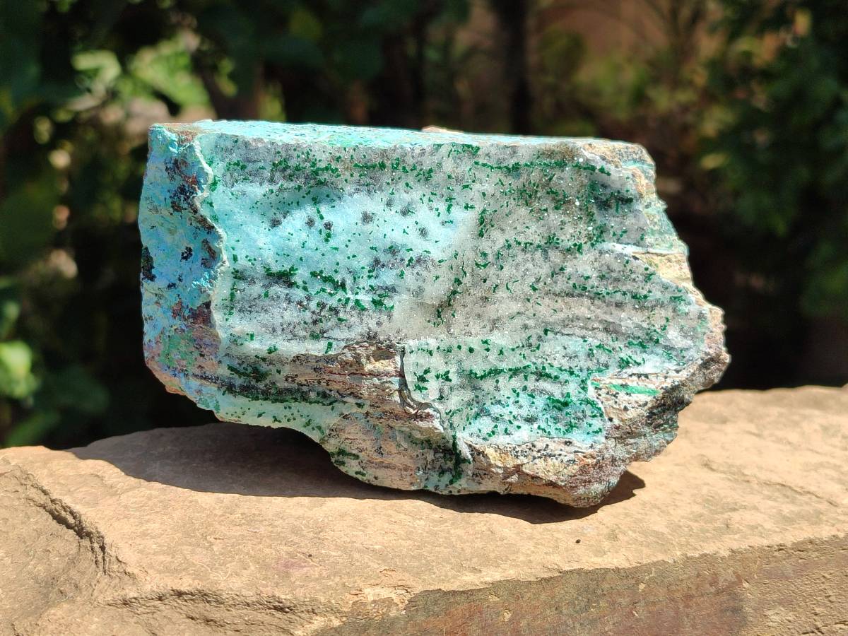 Natural Drusy Coated Chrysocolla with Malachite Crystals x 3 From Likasi, Congo