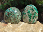 Polished Emerald Mica 'Mutokolite' Standing Free Forms x 4 From Mutoko, Zimbabwe