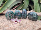 Polished Emerald Mica 'Mutokolite' Standing Free Forms x 4 From Mutoko, Zimbabwe