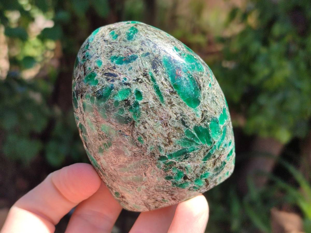 Polished Emerald Mica 'Mutokolite' Standing Free Forms x 4 From Mutoko, Zimbabwe