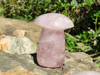 Polished Large Rose Quartz Mushrooms x 3 From Madagascar