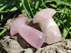 Polished Large Rose Quartz Mushrooms x 3 From Madagascar