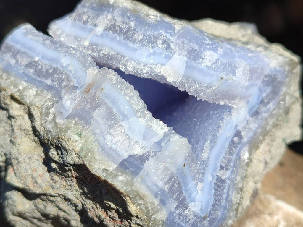 Natural Blue Lace Agate Geode Specimens x 6 From Nsanje, Malawi