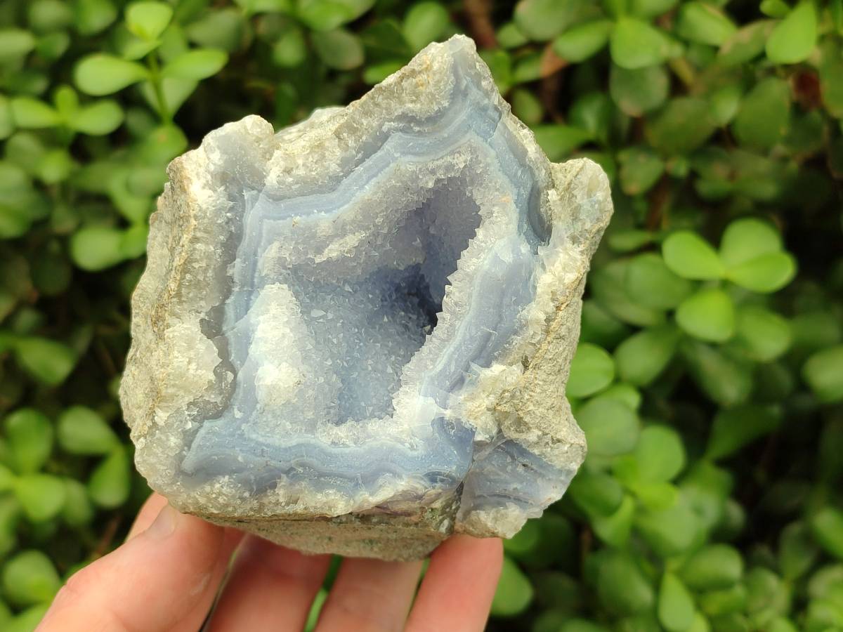 Natural Blue Lace Agate Geode Specimens x 6 From Nsanje, Malawi