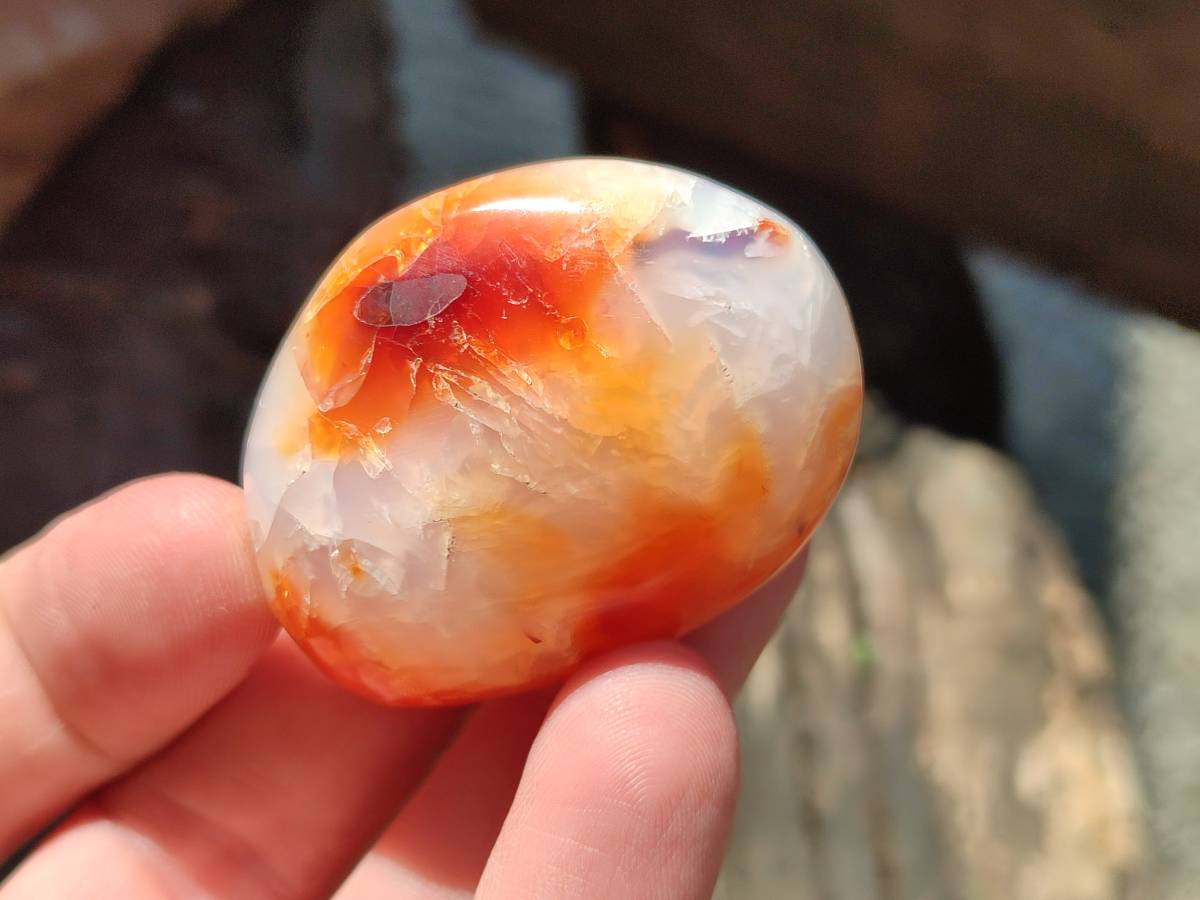 Polished Carnelian Agate Gemstone Galets x 35 From Madagascar