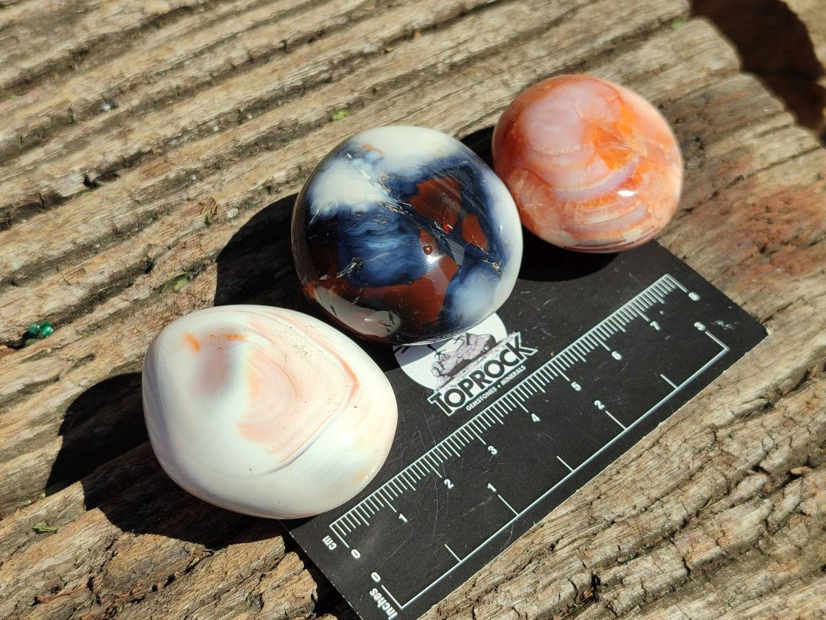 Polished Carnelian Agate Gemstone Galets x 35 From Madagascar