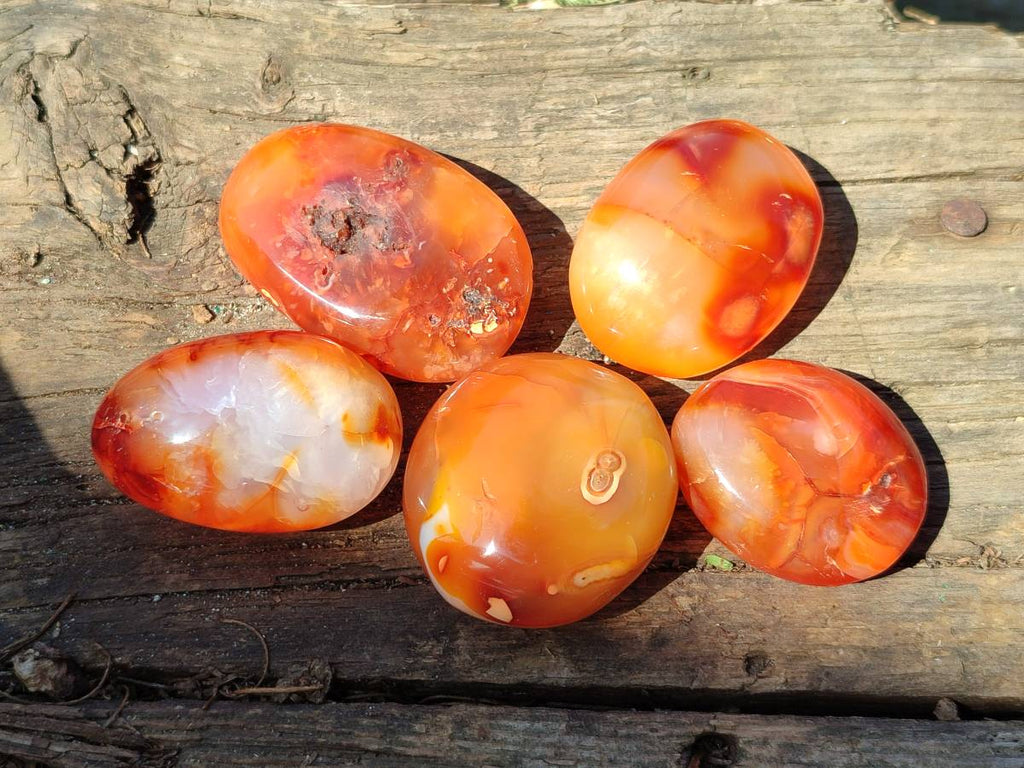 Polished Carnelian Agate Gemstone Galets x 35 From Madagascar