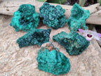 Natural Silky Malachite Specimens x 6 From Kasompe, Congo