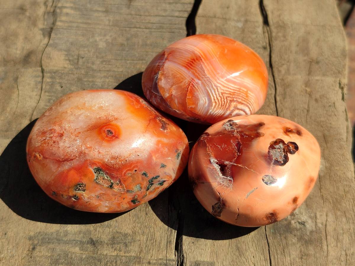 Polished Carnelian Agate Gemstone Galets x 20 From Madagascar