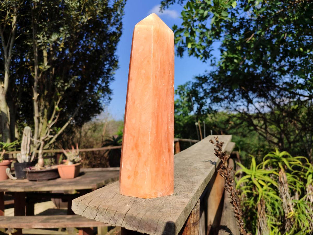 Polished Orange Twist Calcite Tower x 1 From Maevantanana, Madagascar