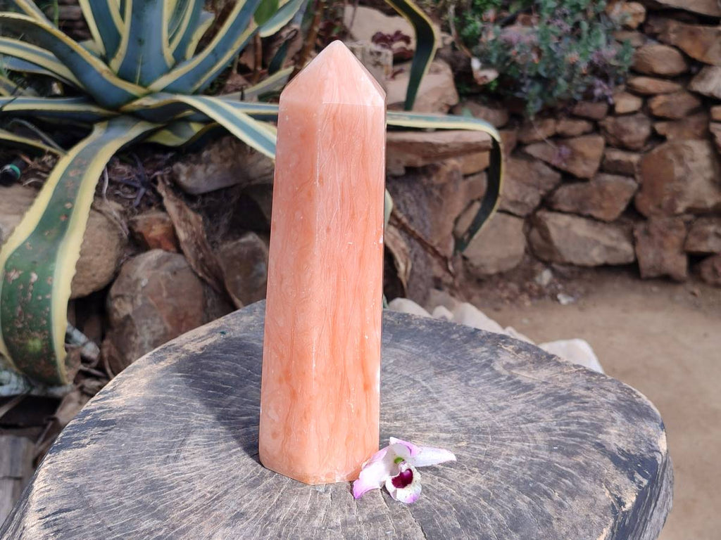 Polished Orange Twist Calcite Tower x 1 From Maevantanana, Madagascar