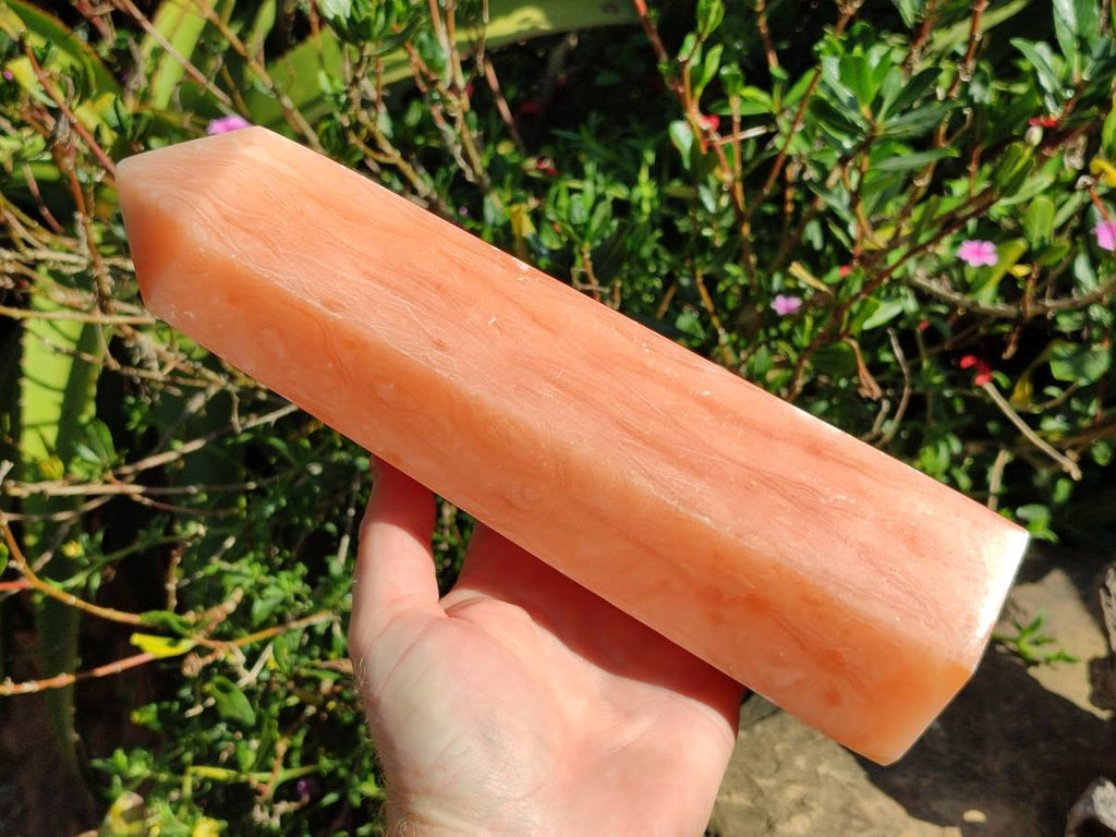 Polished Orange Twist Calcite Tower x 1 From Maevantanana, Madagascar