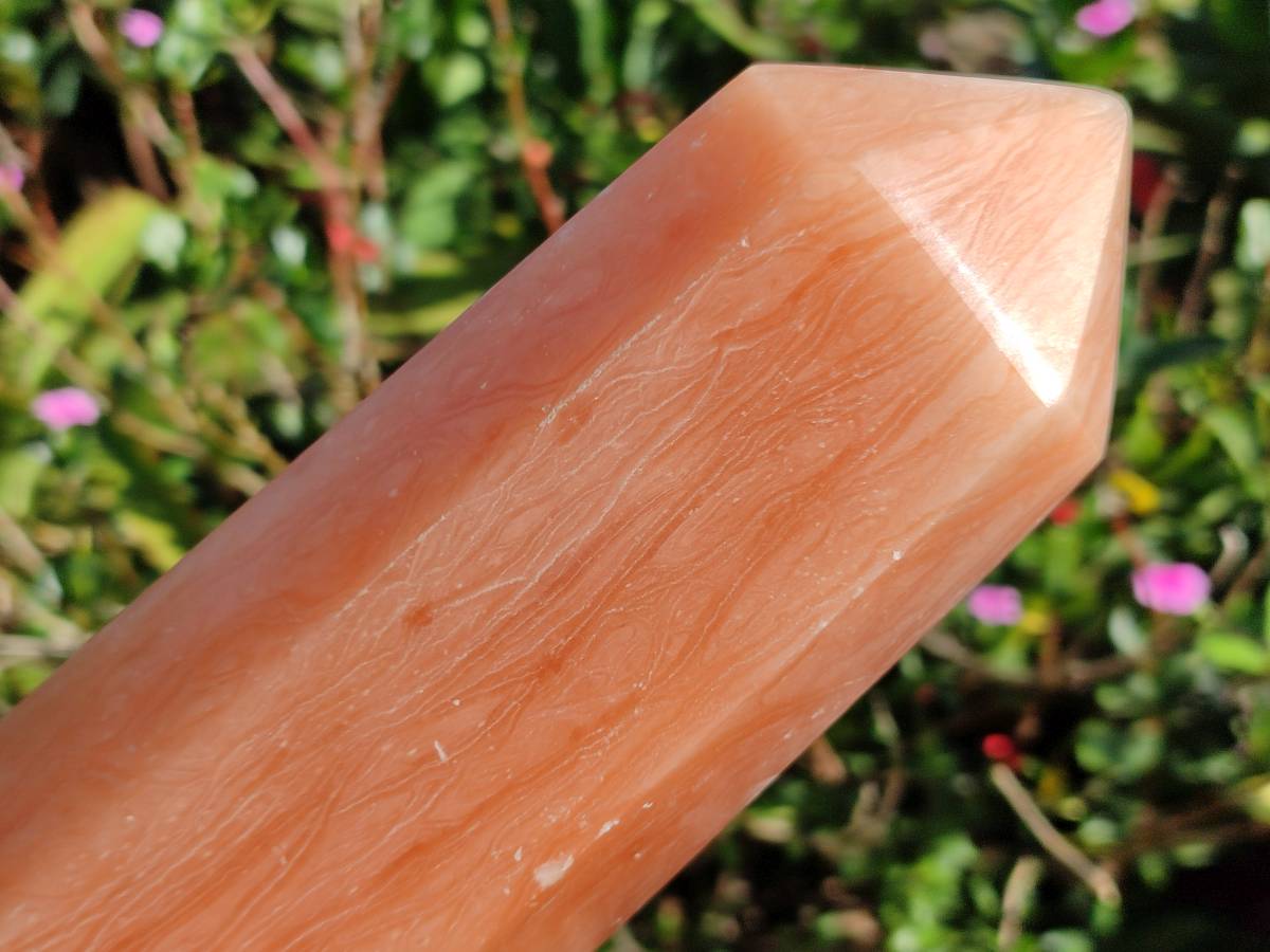 Polished Orange Twist Calcite Tower x 1 From Maevantanana, Madagascar