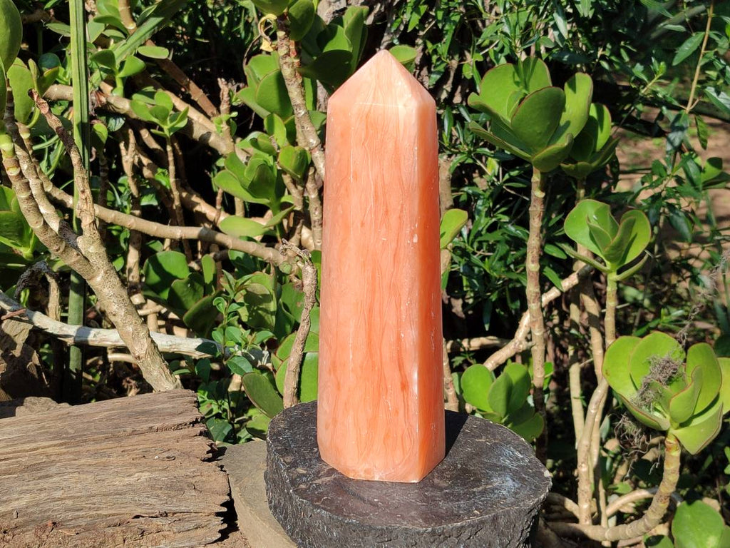 Polished Orange Twist Calcite Tower x 1 From Maevantanana, Madagascar