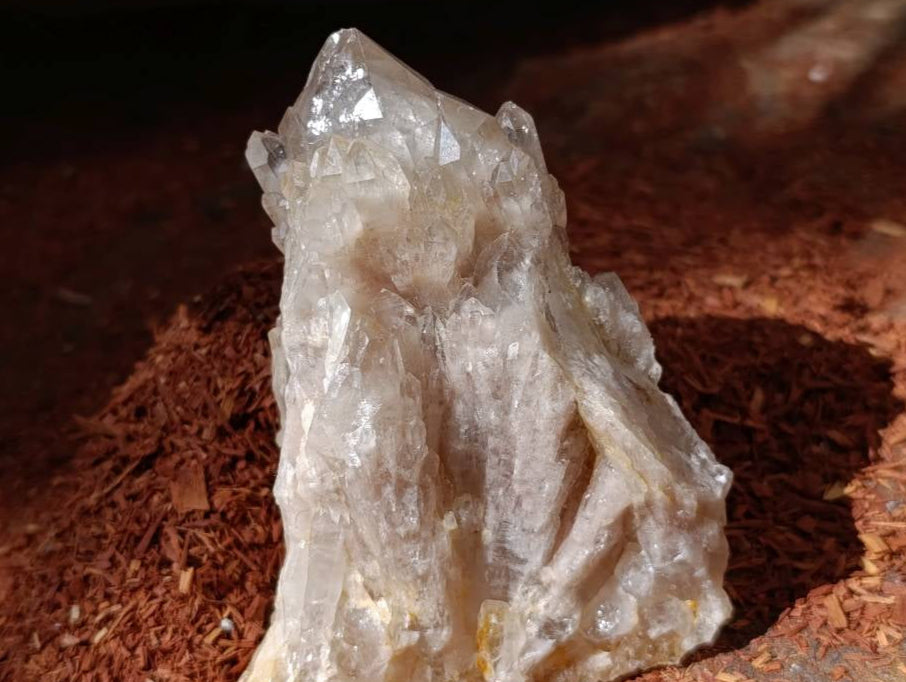 Natural Small Smokey Phantom Quartz Clusters x 3 From Luena, Congo