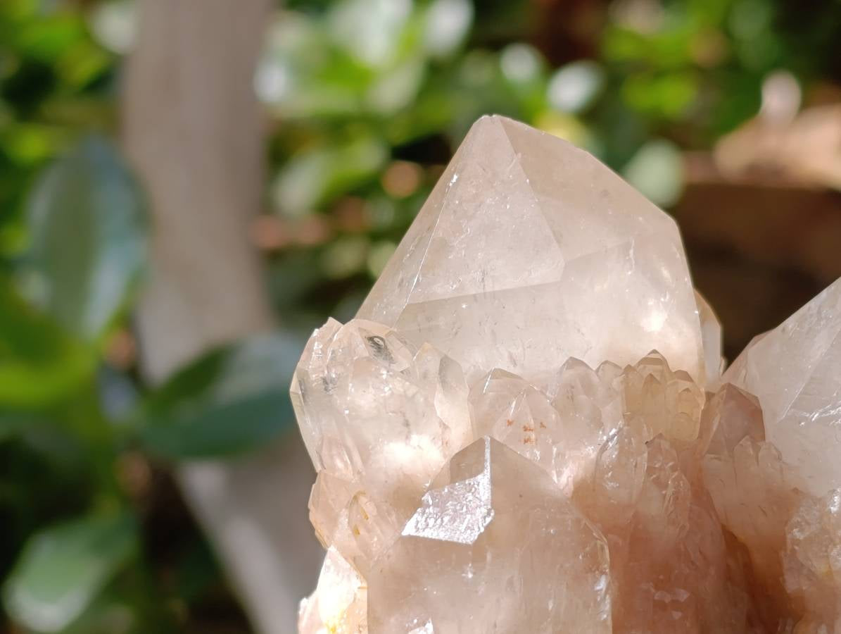 Natural Small Smokey Phantom Quartz Clusters x 3 From Luena, Congo