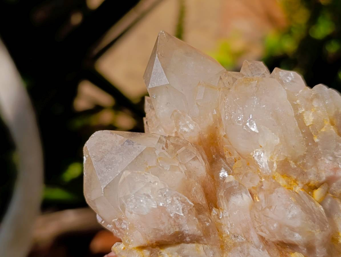 Natural Small Smokey Phantom Quartz Clusters x 3 From Luena, Congo