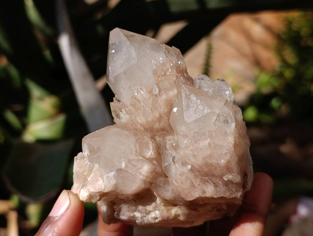 Natural Small Smokey Phantom Quartz Clusters x 3 From Luena, Congo