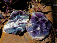 Polished On One Side Watermelon Fluorite Slices x 6 From Uis, Namibia