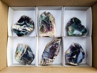 Polished On One Side Watermelon Fluorite Slices x 6 From Uis, Namibia