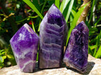 Polished Chevron Amethyst Crystal Points x 3 From Madagascar