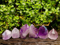Polished Window Amethyst Crystals x 6 From Akansobe, Madagascar