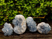 Natural Small Blue Celestite Specimens x 4 From Sakoany, Madagascar