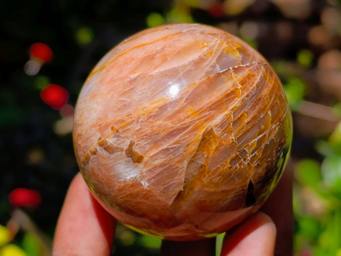 Polished Peach Moonstone Spheres x 6 From Madagascar
