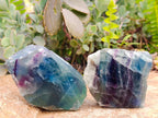 Polished On One Side Watermelon Fluorite Standing Slices x 6 From Uis, Namibia