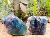 Polished On One Side Watermelon Fluorite Standing Slices x 6 From Uis, Namibia