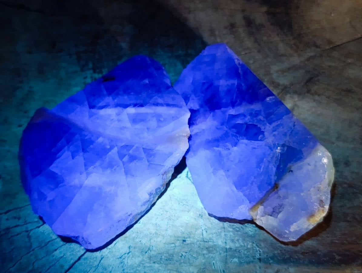 Polished On One Side Watermelon Fluorite Standing Slices x 6 From Uis, Namibia