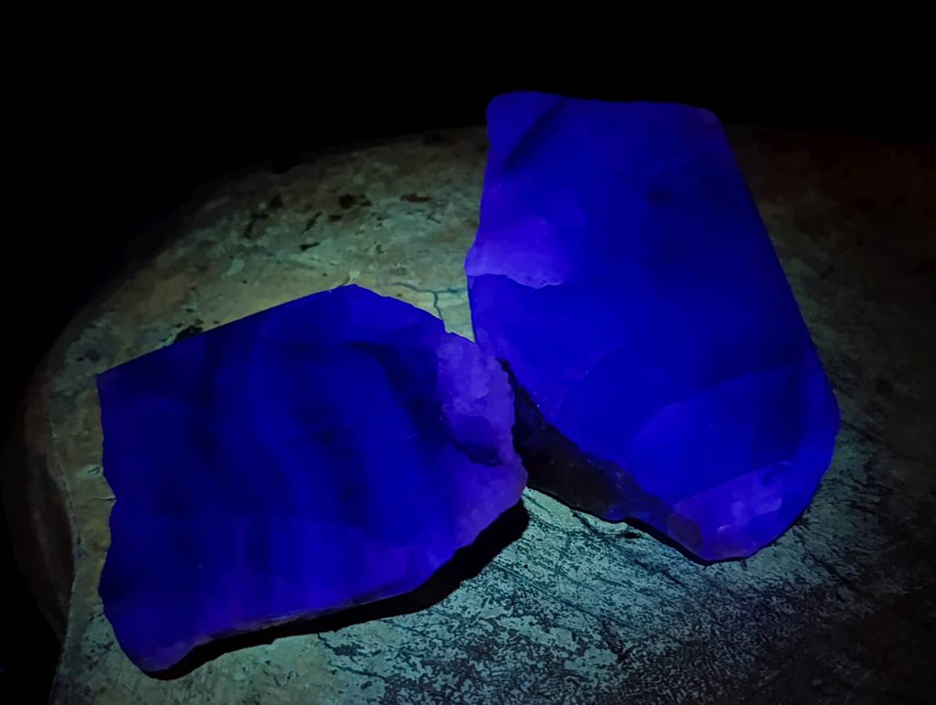 Polished On One Side Watermelon Fluorite Standing Slices x 6 From Uis, Namibia