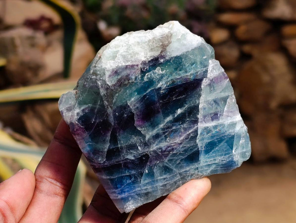 Polished On One Side Watermelon Fluorite Standing Slices x 6 From Uis, Namibia