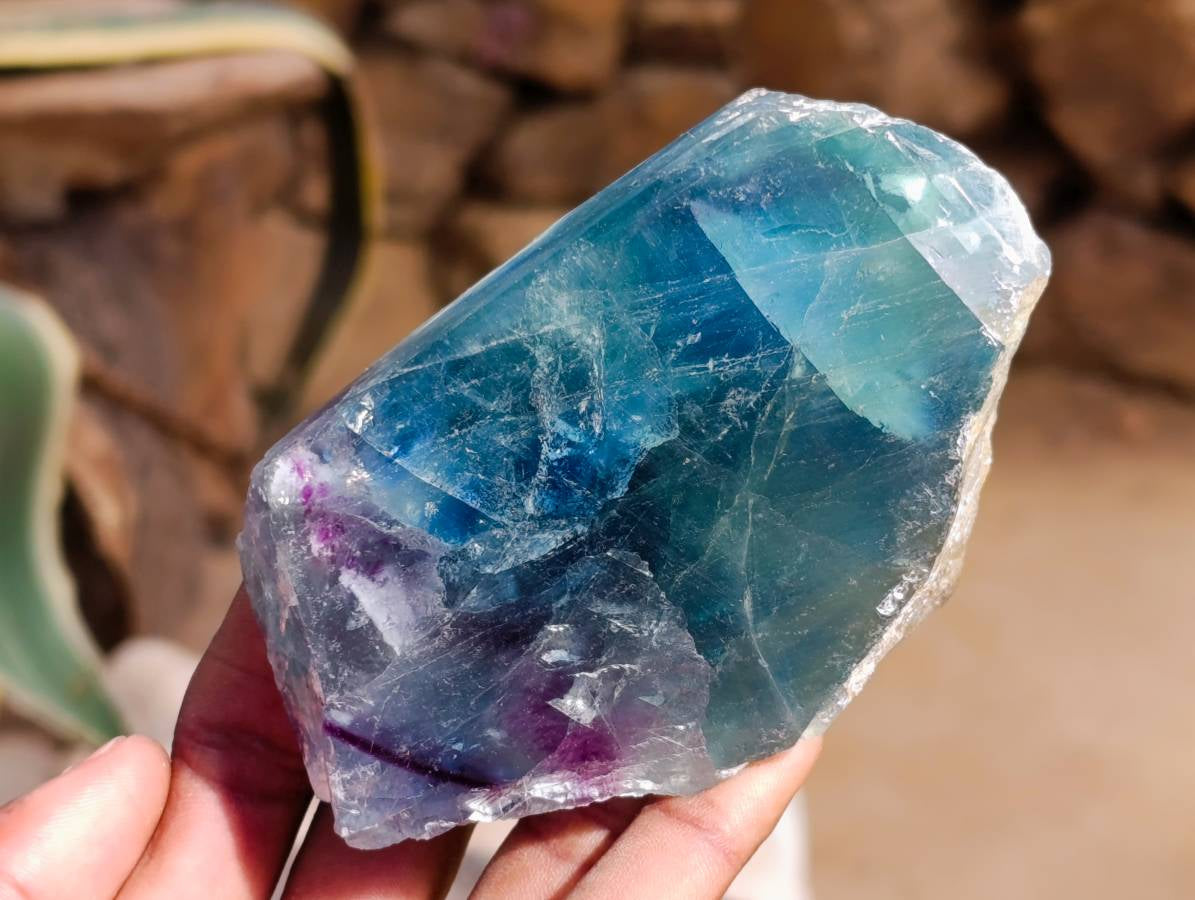Polished On One Side Watermelon Fluorite Standing Slices x 6 From Uis, Namibia