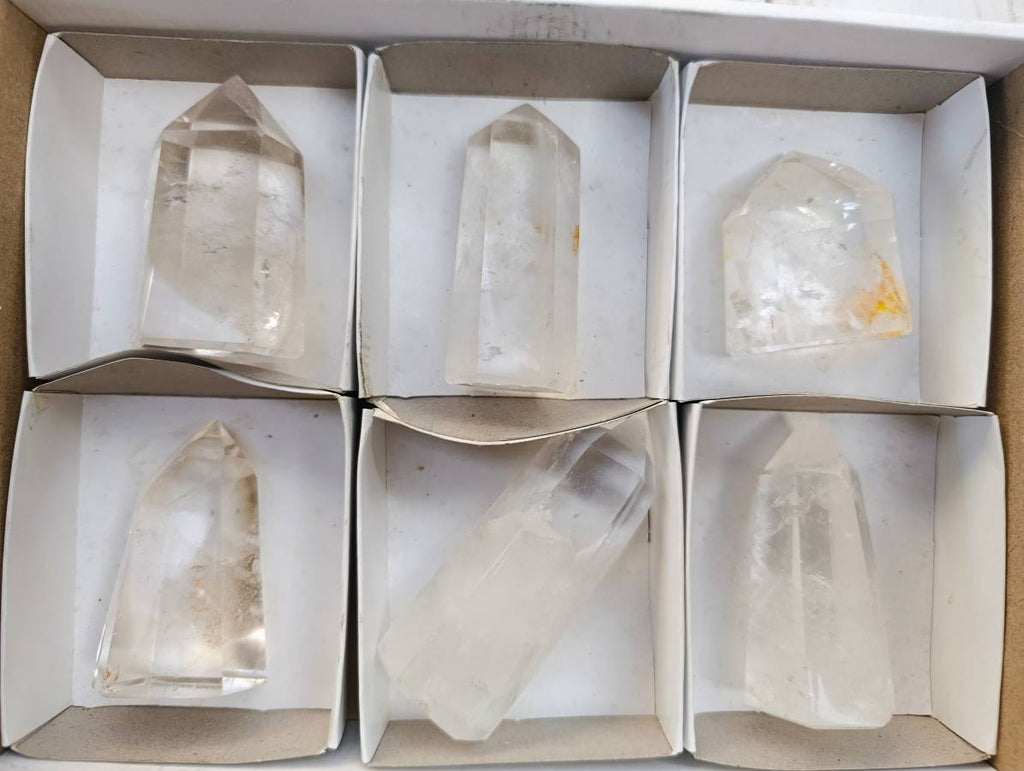 Polished Clear Quartz Crystals x 6 From Madagascar