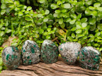 Polished Emerald Mica 'Mutokolite' Standing Free Forms x 5 From Mutoko, Zimbabwe