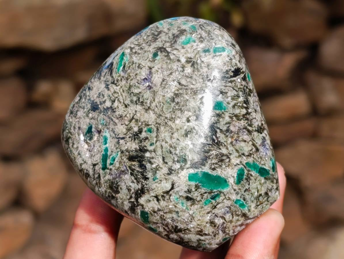 Polished Emerald Mica 'Mutokolite' Standing Free Forms x 5 From Mutoko, Zimbabwe