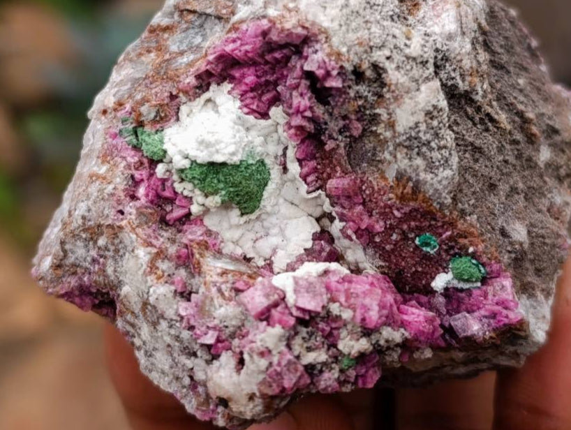 Natural Salrose Cobaltion Dolomite With Malachite And Quartz Specimens x 6 From Kakanda, Congo
