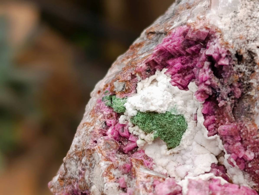 Natural Salrose Cobaltion Dolomite With Malachite And Quartz Specimens x 6 From Kakanda, Congo