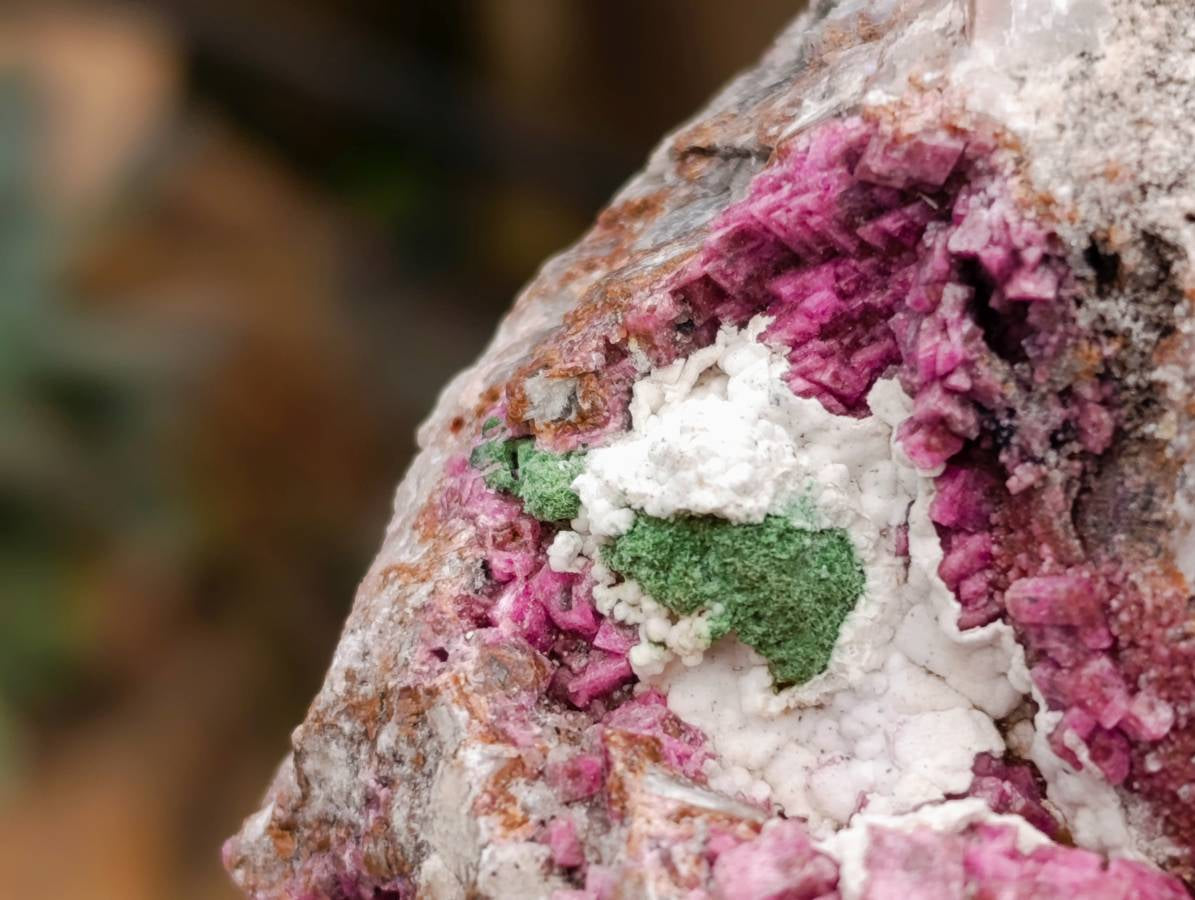 Natural Salrose Cobaltion Dolomite With Malachite And Quartz Specimens x 6 From Kakanda, Congo