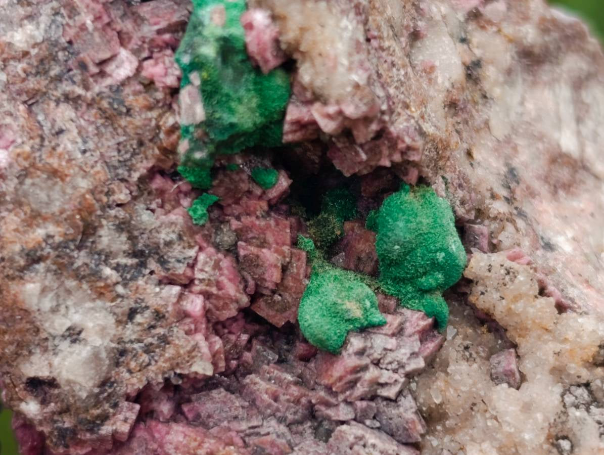 Natural Salrose Cobaltion Dolomite With Malachite And Quartz Specimens x 6 From Kakanda, Congo