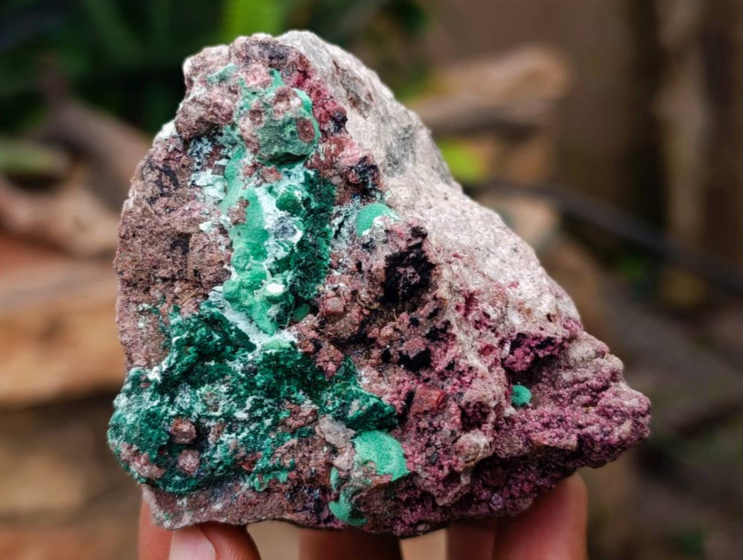 Natural Salrose Cobaltion Dolomite With Malachite And Quartz Specimens x 6 From Kakanda, Congo