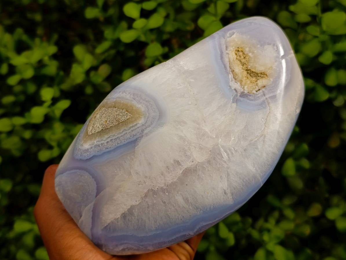 Polished Blue Lace Agate Standing Free Form x 1 From Nsanje, Malawi
