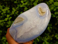 Polished Blue Lace Agate Standing Free Form x 1 From Nsanje, Malawi