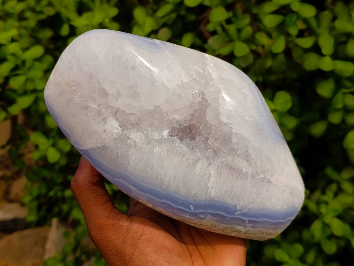 Polished Blue Lace Agate Standing Free Form x 1 From Nsanje, Malawi
