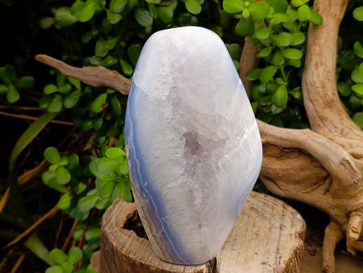 Polished Blue Lace Agate Standing Free Form x 1 From Nsanje, Malawi