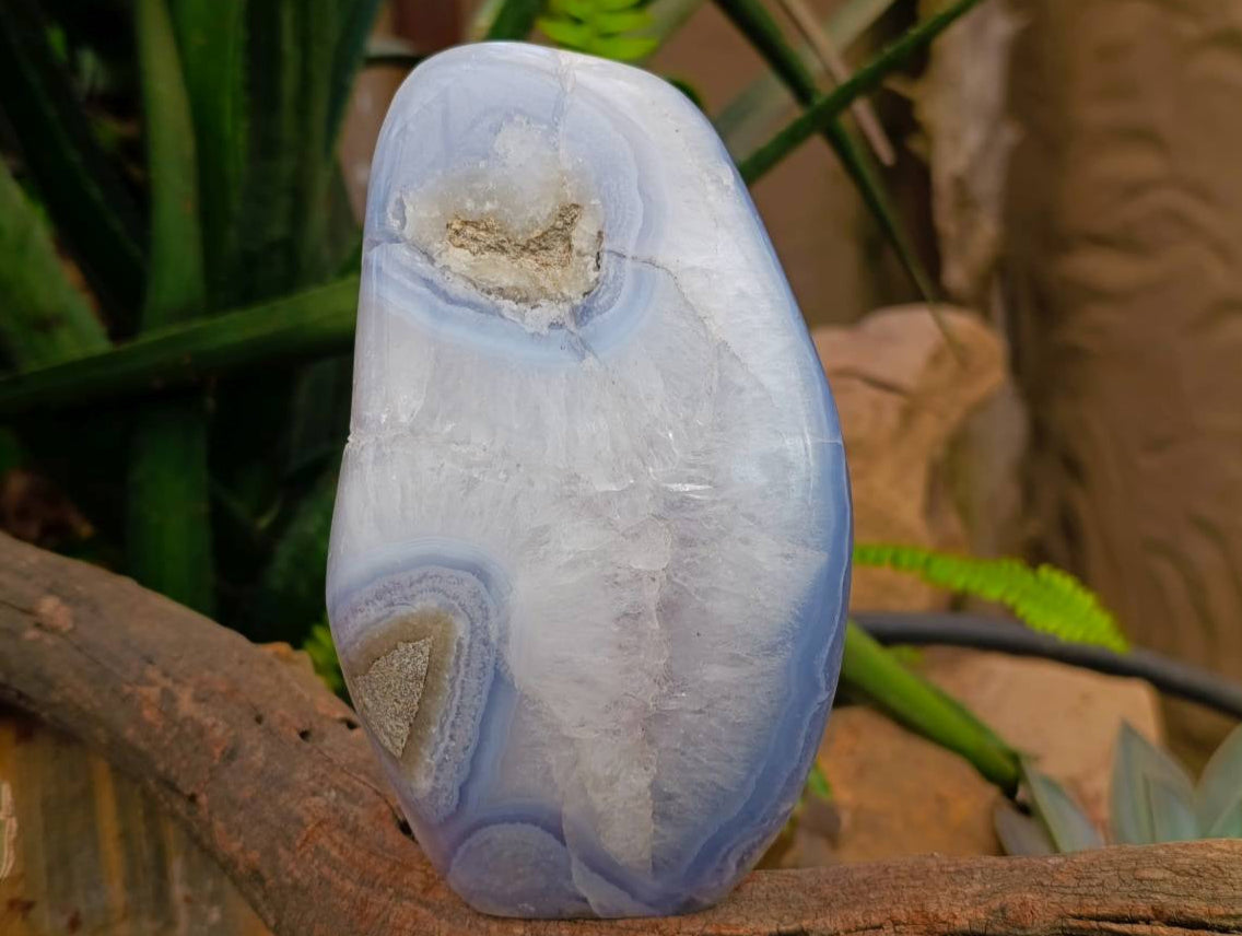 Polished Blue Lace Agate Standing Free Form x 1 From Nsanje, Malawi